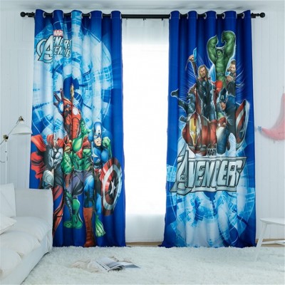 Custom Cartoon Ready Made Mediterranean Style  3D Velvet Curtain Fabric Anime Shower Curtain For Children